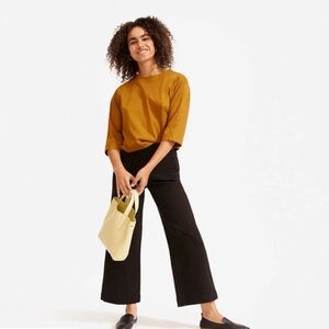 Everlane The Organic Cotton Wide Leg Pant Women Size 0 High Rise Ankle Black